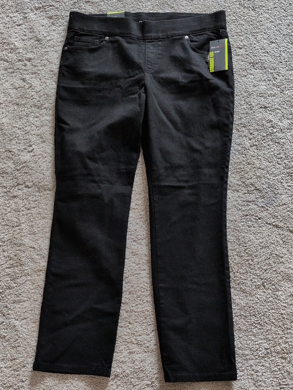 NWT Style & Co. Black Denim Straight Pull On Jeans Size Large